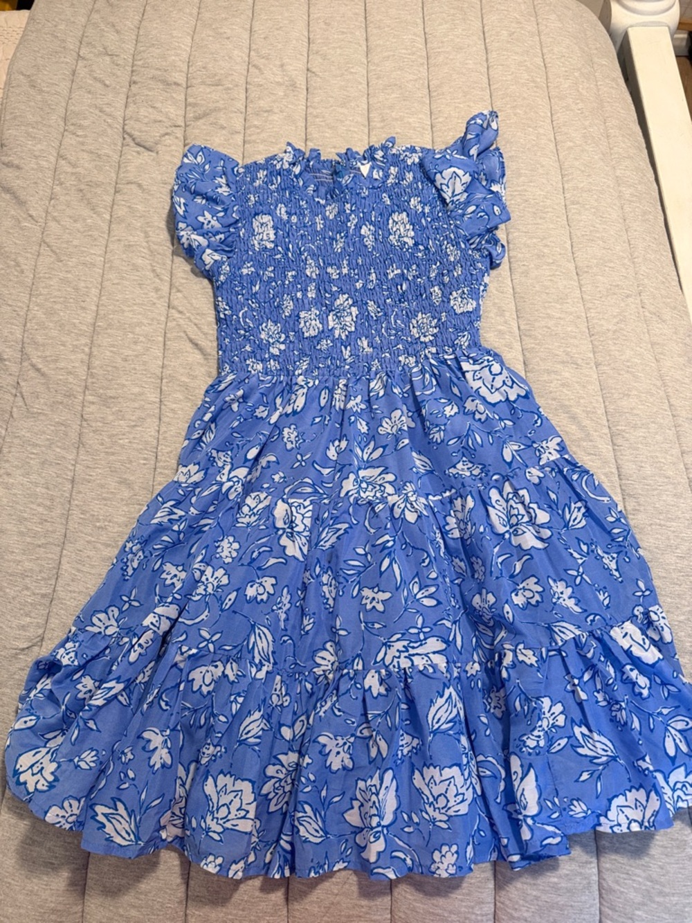 Blue Floral Smocked Sundress
